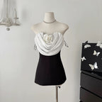 Flowering Girl Women verna flower embellished strapless mini dress in black
