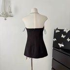Flowering Girl Women verna flower embellished strapless mini dress in black