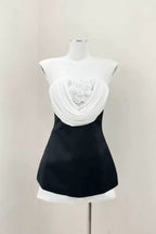 Flowering Girl Women verna flower embellished strapless mini dress in black
