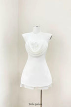 Flowering Girl Women verna flower embellished strapless mini dress in white