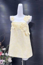 Flowering Girl Women tracy floral jacquard mini dress in yellow