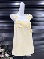Flowering Girl Women tracy floral jacquard mini dress in yellow