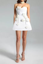 Flowering Girl Women valerie 3d flower embellished strapless mini dress in white