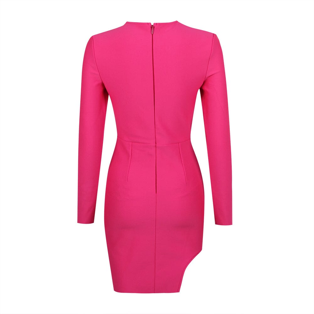 Flowering Girl Women Flower Long Sleeve Mini Bandage Dress In Red
