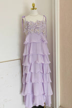 Flowering Girl Women stacey sequined 3d-petal tiered maxi dress in purple