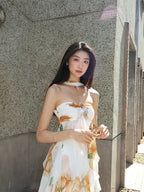 Flowering Girl Women katherine Floral Halter Backless Mini Dress