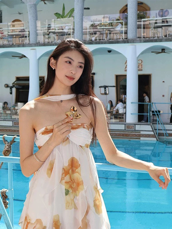 Flowering Girl Women katherine Floral Halter Backless Mini Dress