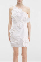 Flowering Girl Women Emily Flower Halter Neck Mini Dress In White