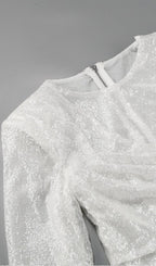 Flowering Girl Women Sequined Feather Mini Dress In White