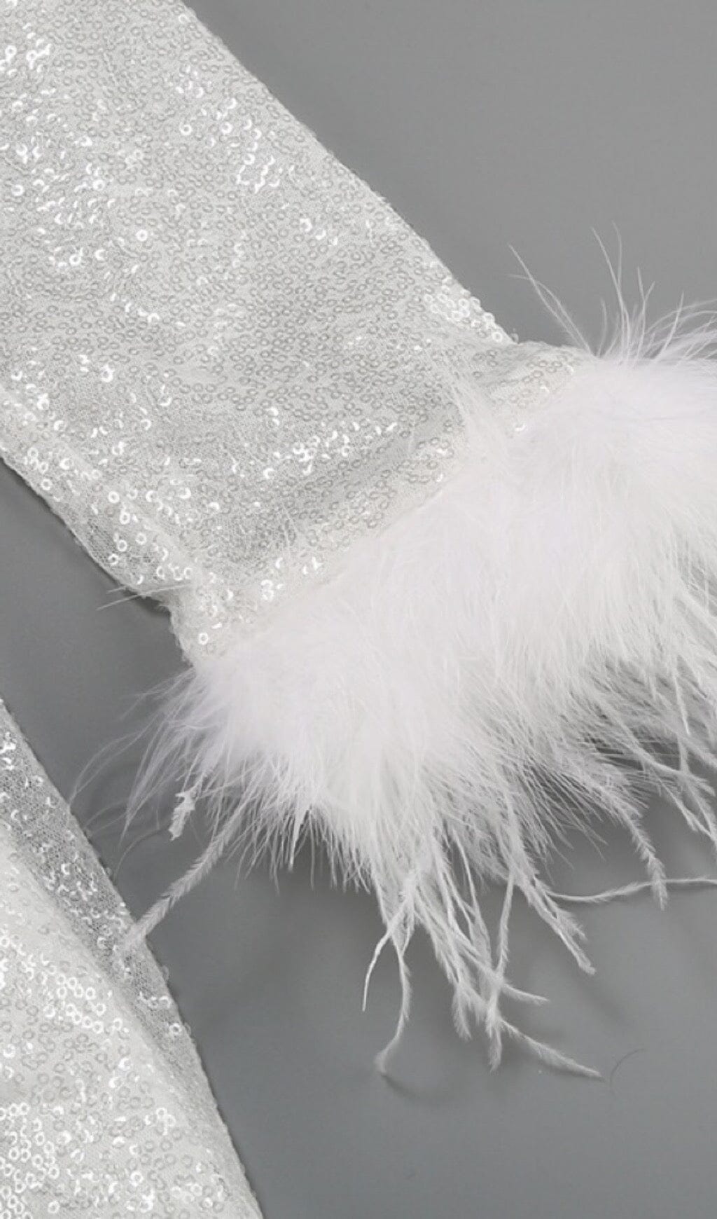 Flowering Girl Women Sequined Feather Mini Dress In White