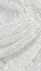 Flowering Girl Women Sequined Feather Mini Dress In White