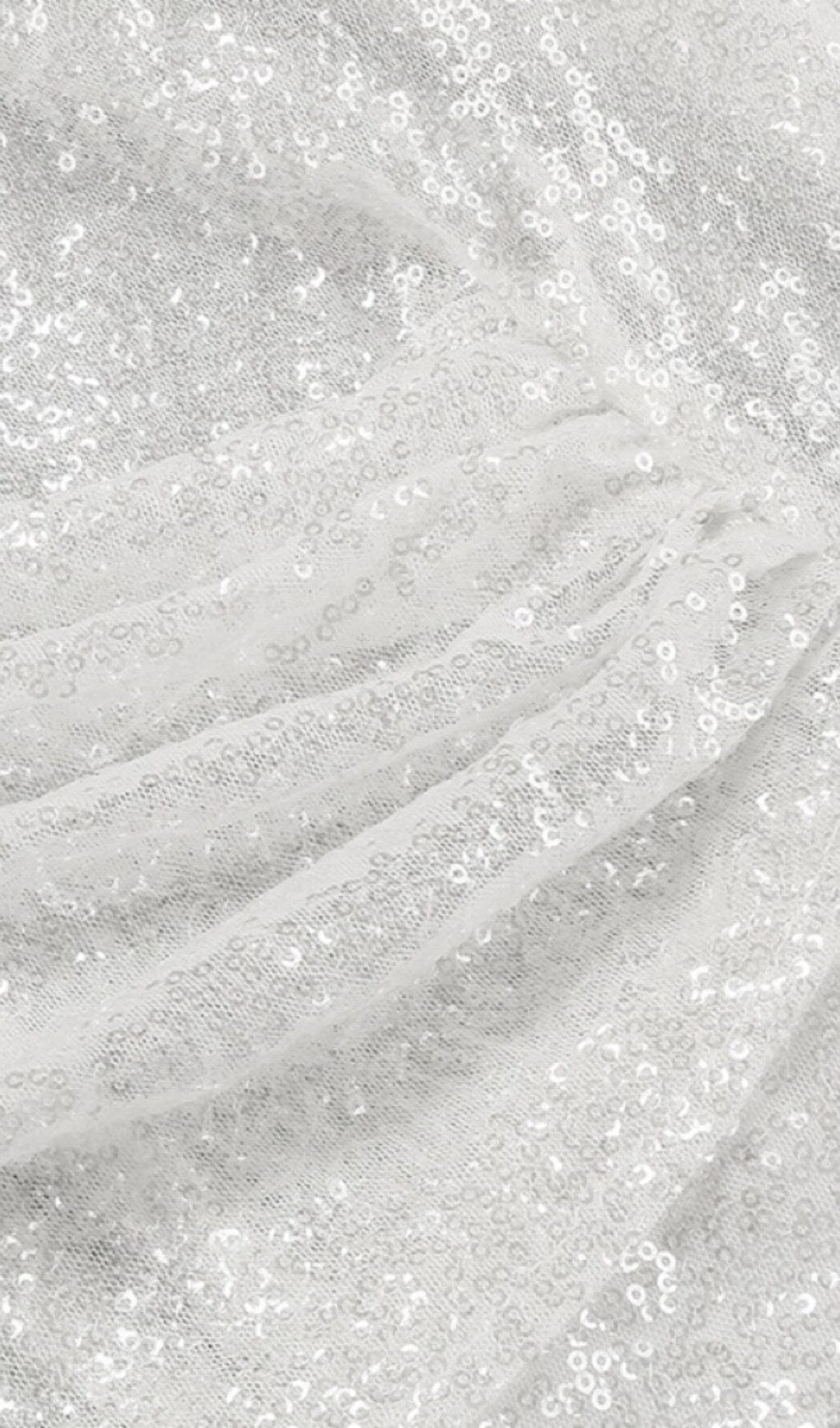 Flowering Girl Women Sequined Feather Mini Dress In White