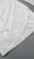 Flowering Girl Women Sequined Feather Mini Dress In White