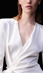 Irregular Long Sleeve Dress In White