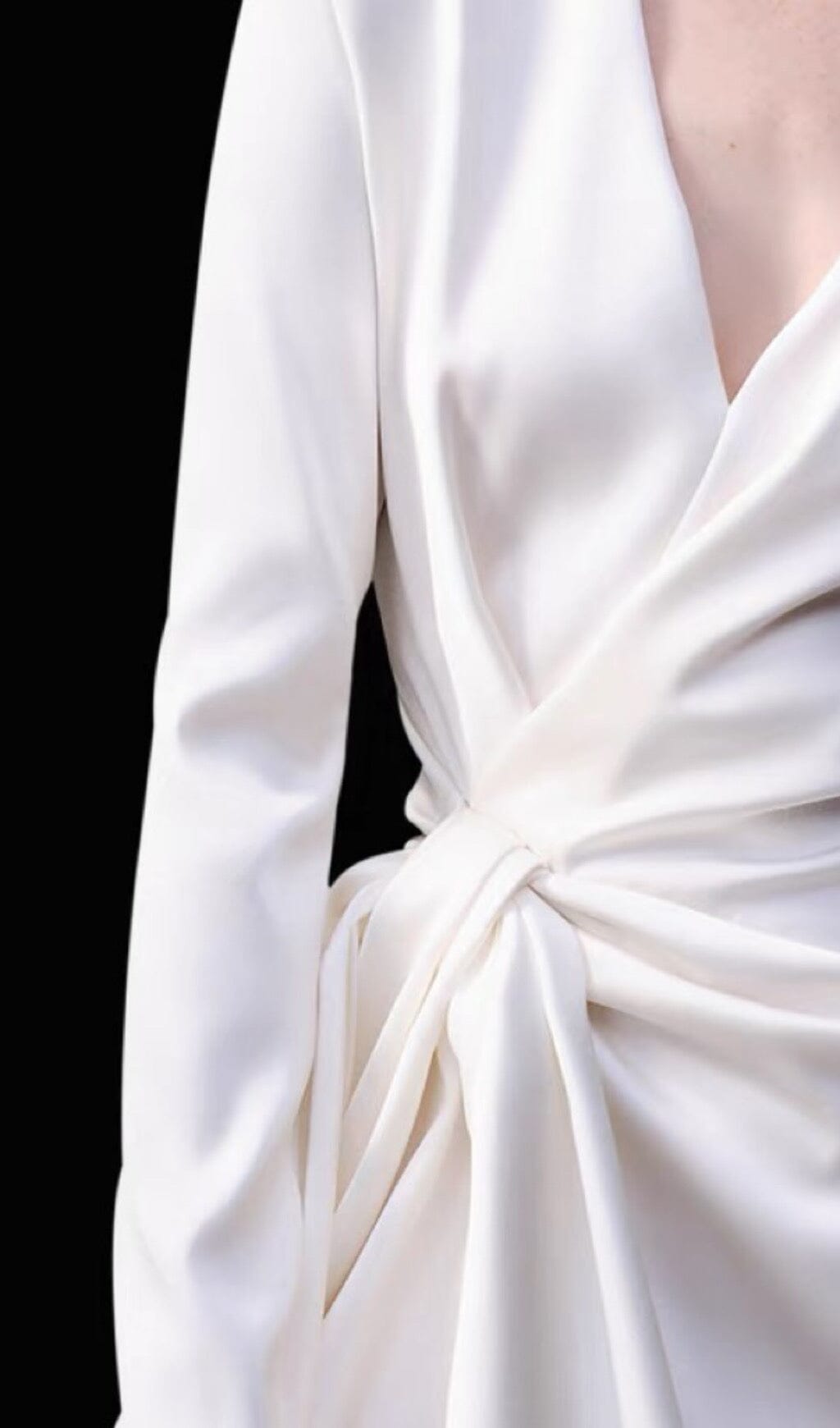 Irregular Long Sleeve Dress In White
