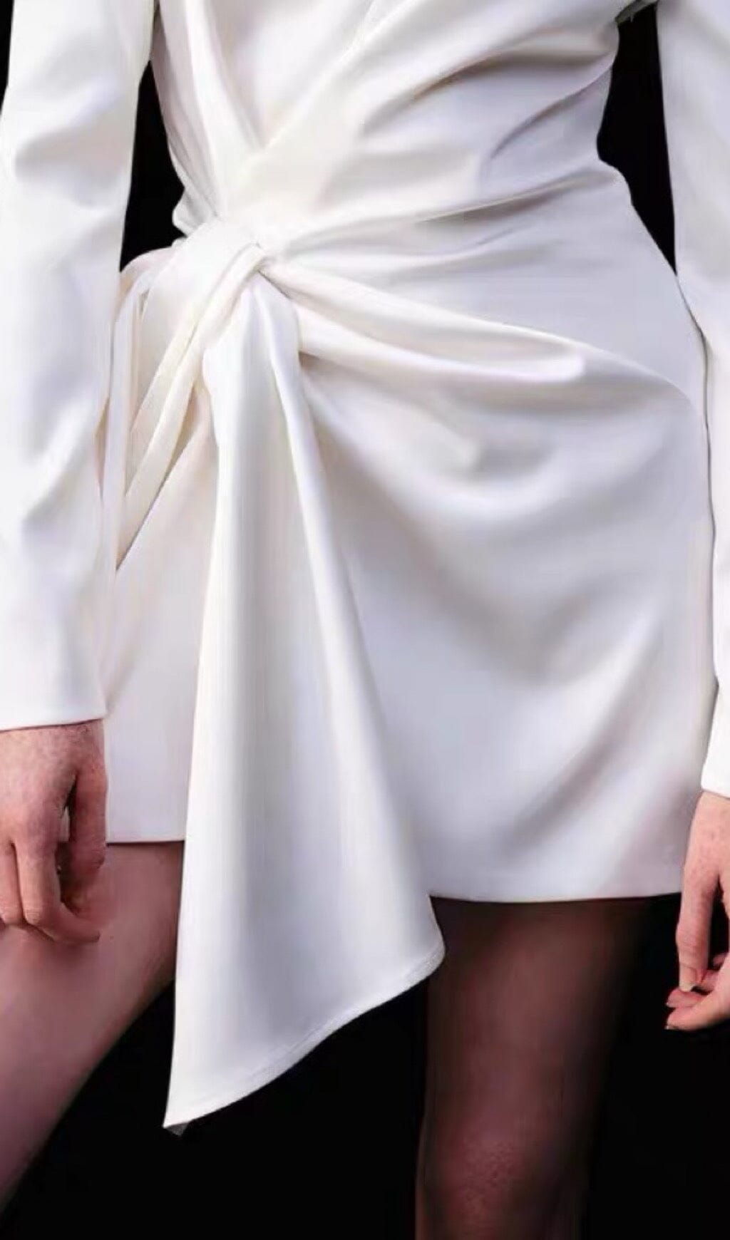 Irregular Long Sleeve Dress In White