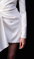 Irregular Long Sleeve Dress In White