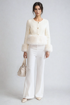 Flowering Girl Women Tweed Jacket withFaux Fur Accents