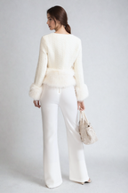 Flowering Girl Women Tweed Jacket withFaux Fur Accents