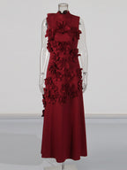 Flowering Girl Women ANNONA RED FLOWER EMBELLISHED MAXI DRESS