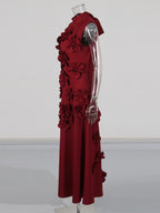 Flowering Girl Women ANNONA RED FLOWER EMBELLISHED MAXI DRESS
