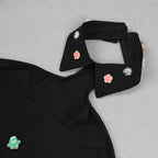 Flowering Girl Women Halter Embellished Flowers Mini Dress