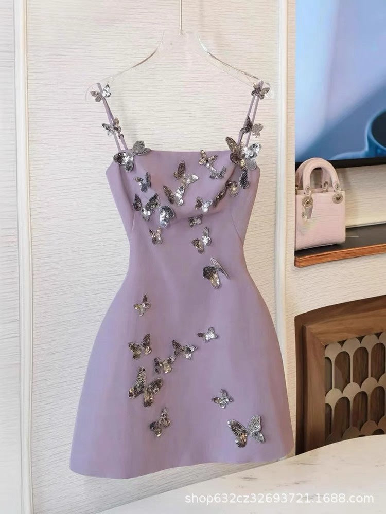 Flowering Girl Women Aldis Butterfly Spaghetti Mini Dress