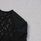 Flowering Girl Women Black Feather Sequin Jumpsuit