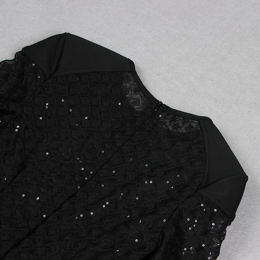 Flowering Girl Women Black Feather Sequin Jumpsuit