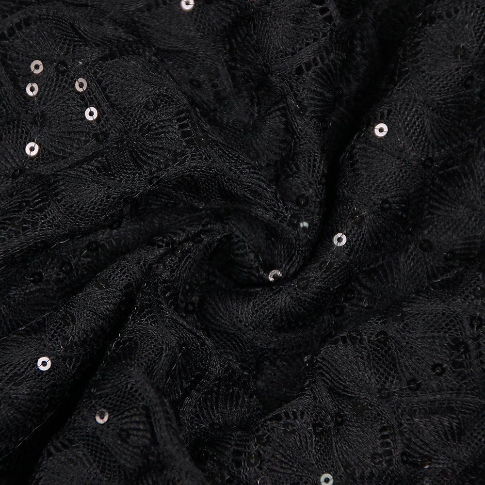 Flowering Girl Women Black Feather Sequin Jumpsuit