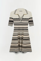 Flowering Girl Women Dessie Striped Knitted Mini Dress In Black Stripe