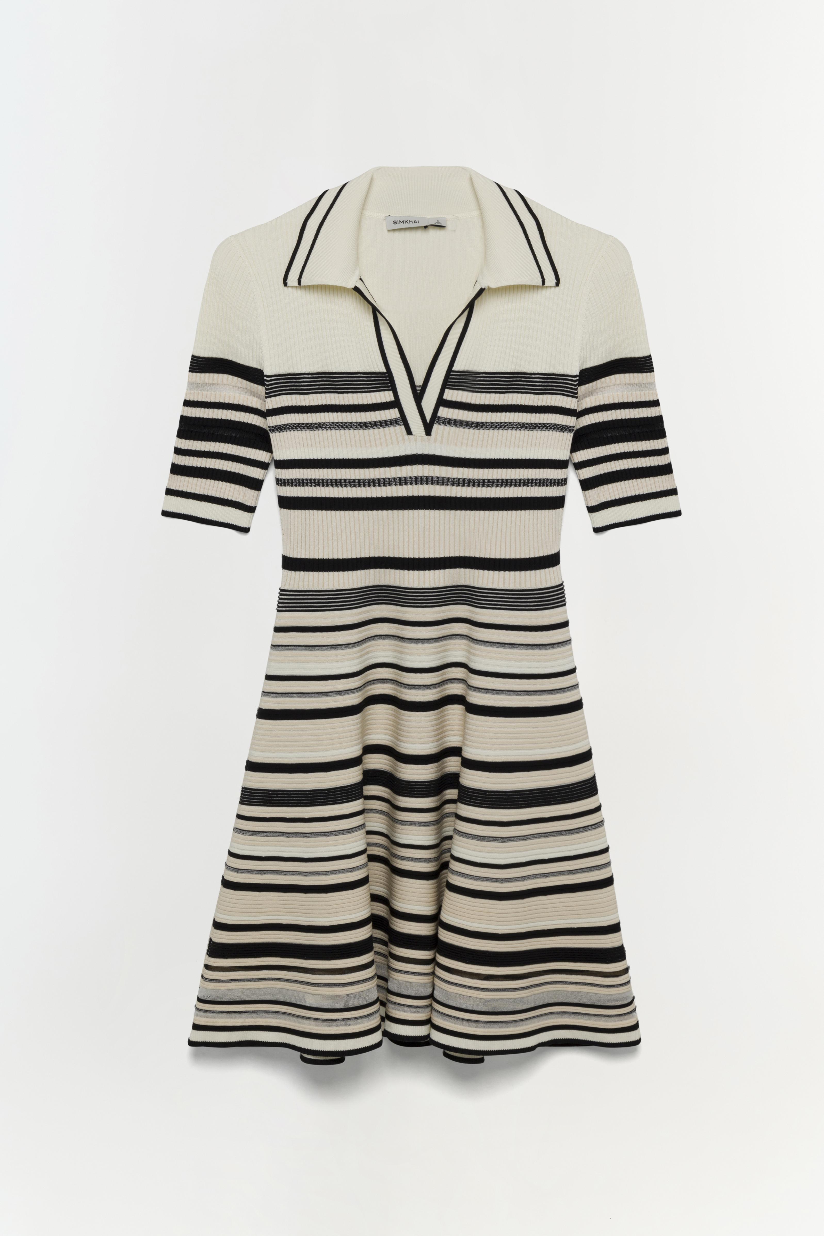 Flowering Girl Women Dessie Striped Knitted Mini Dress In Black Stripe