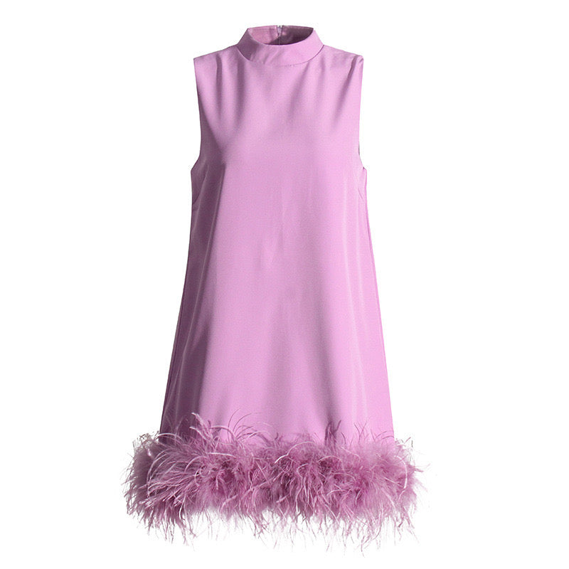 Flowering Girl Women Feather Mini Dress