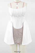 Flowering Girl Women vicky pearl lace embellished bandage mini dress in white