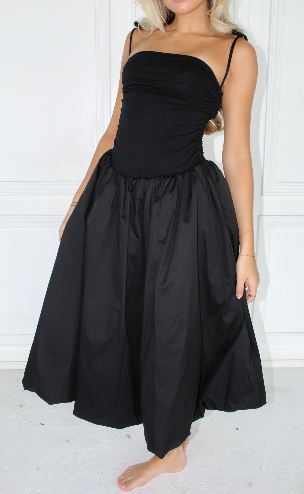 Flowering Girl Women Lottie Puffball Midi Dress In Black