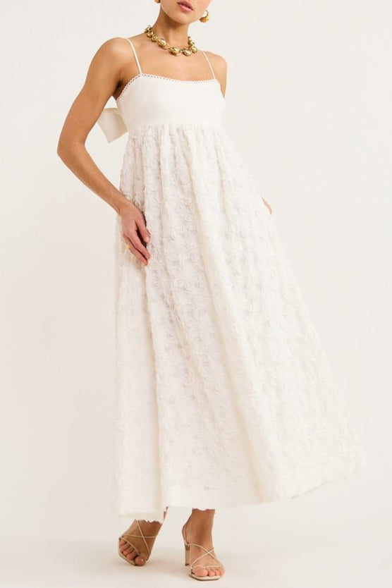 Flowering Girl Women Iggy Embroidered Midi Dress In Cream