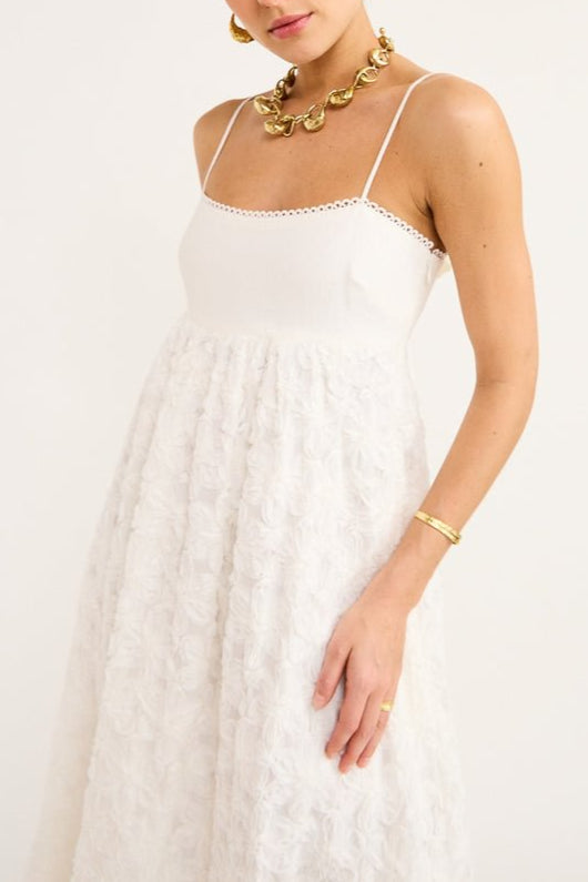 Flowering Girl Women Iggy Embroidered Midi Dress In Cream