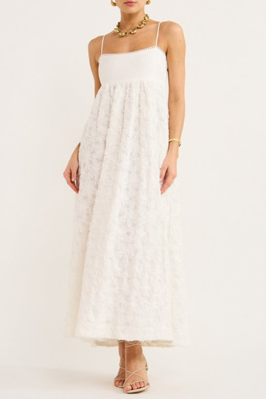 Flowering Girl Women Iggy Embroidered Midi Dress In Cream
