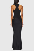 Flowering Girl Women Ilya Asymmetrical Cutout Satin Maxi Dress - Black