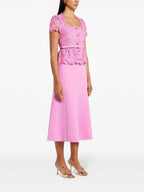 PINK LACE TAILORED MIDI DRESS
