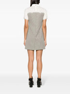 MIXED MEDIA LACE HOUNDSTOOTH DRESS