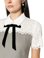 MIXED MEDIA LACE HOUNDSTOOTH DRESS