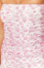 Flowering Girl Women Imogen Pink Floral Print Strapless Maxi Dress