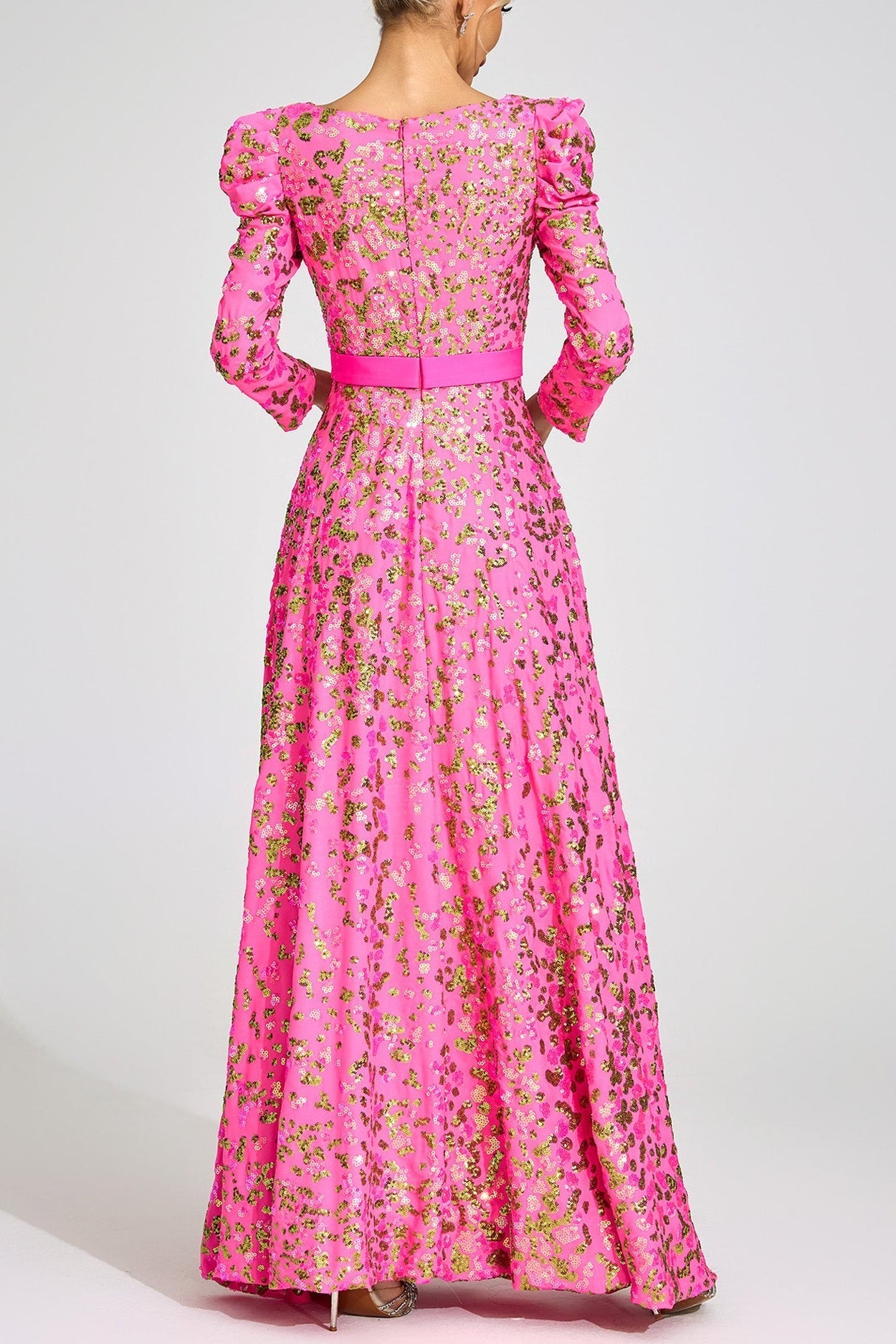 Flowering Girl Women zenobia Rose Red Sequin print Maxi Dress