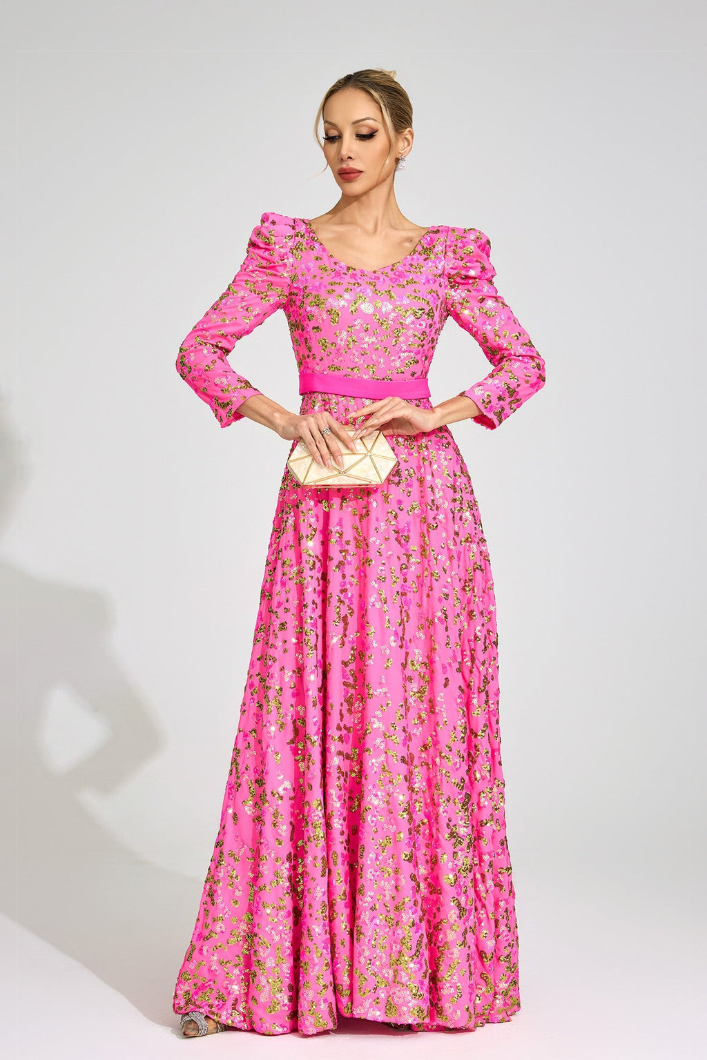 Flowering Girl Women zenobia Rose Red Sequin print Maxi Dress