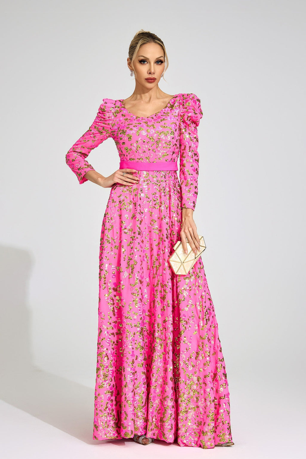 Flowering Girl Women zenobia Rose Red Sequin print Maxi Dress