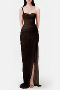 Flowering Girl Women Lace Corset One Shoulder Midi Dress - Black