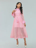 Flowering Girl Women vicky flower embellished lace midi dress in pink
