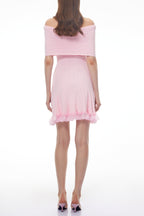 Isabel Pink Off Shoulder Mini Dress With Lace Details
