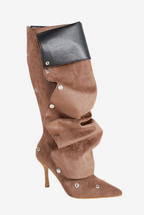 Flowering Girl Women Isabela Appliqué Ruched Knee-high boots - Brown